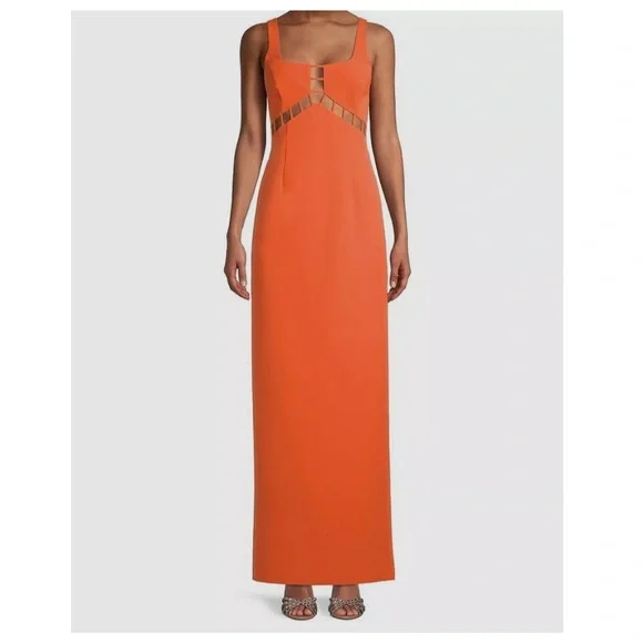 aidan mattox orange dress Aidan Mattox Orange Cutout Gown